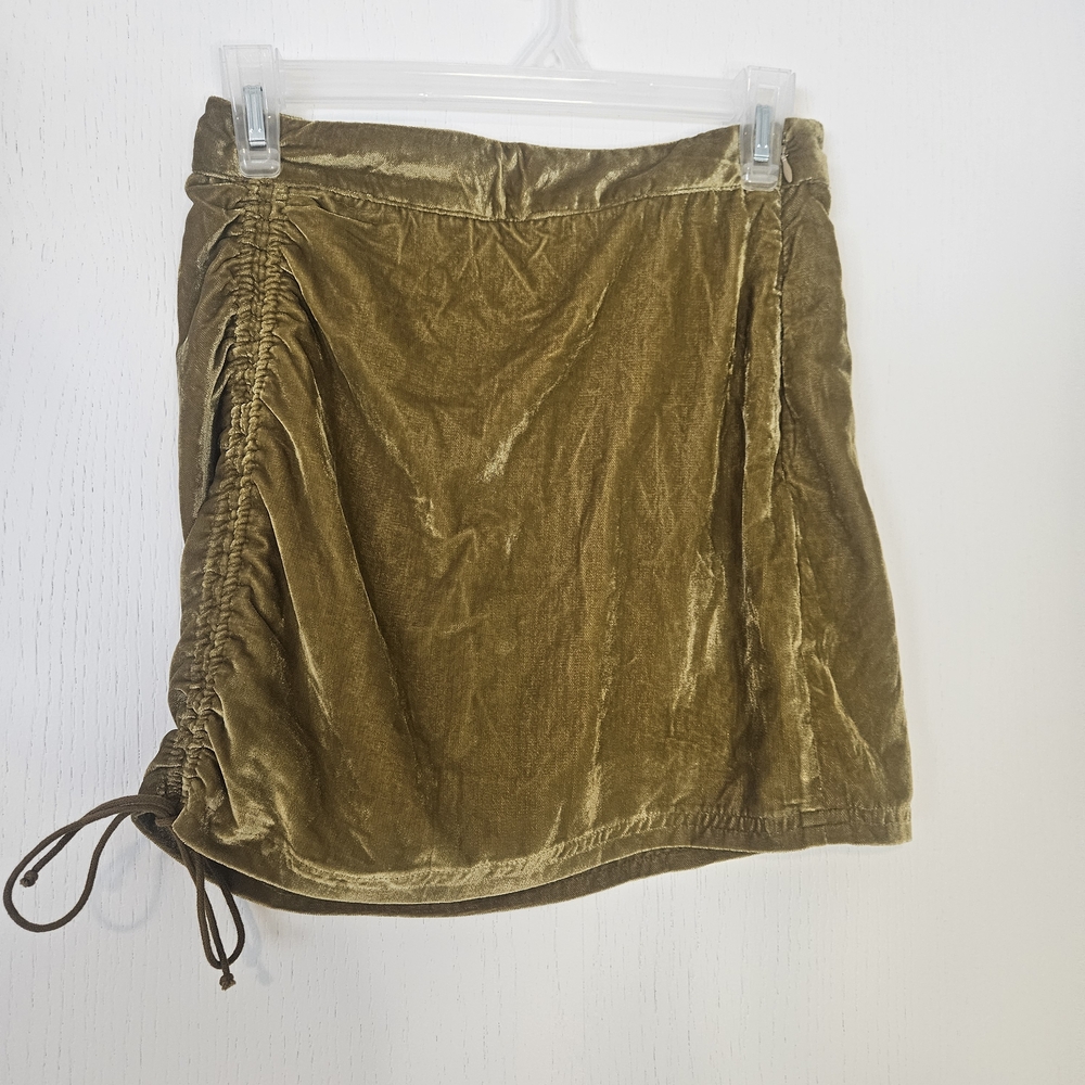 Free People Velvet Mini Skirt in Rich Olive